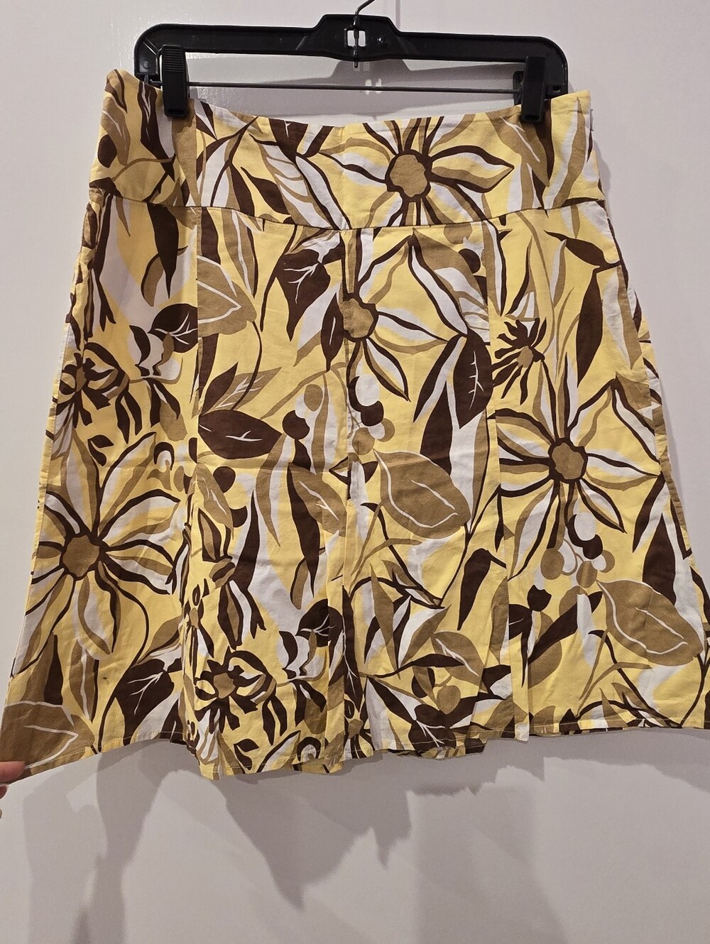 Bandolino - Yellow and Brown Floral A-Line Skirt - 100% Cotton
